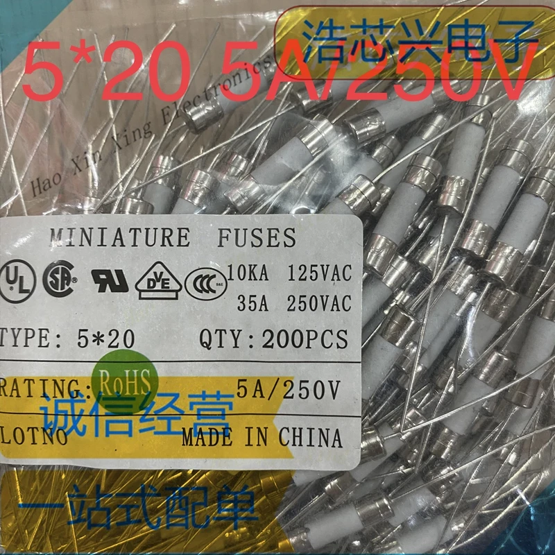 5*20 мм керамическая трубка Предохранителя со свинцовыми штифтами 250 В 1A 2A 3.15A 4A 5A 6.3A