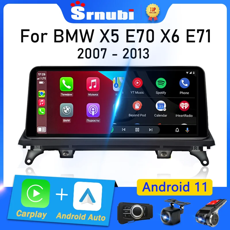 Srnubi Android 11 Car Radio for BMW X5 E70 X6 E71 2007-2013 CCC CIC Multimedia Player 2Din Carplay Auto Stereo GPS DVD Head Unit