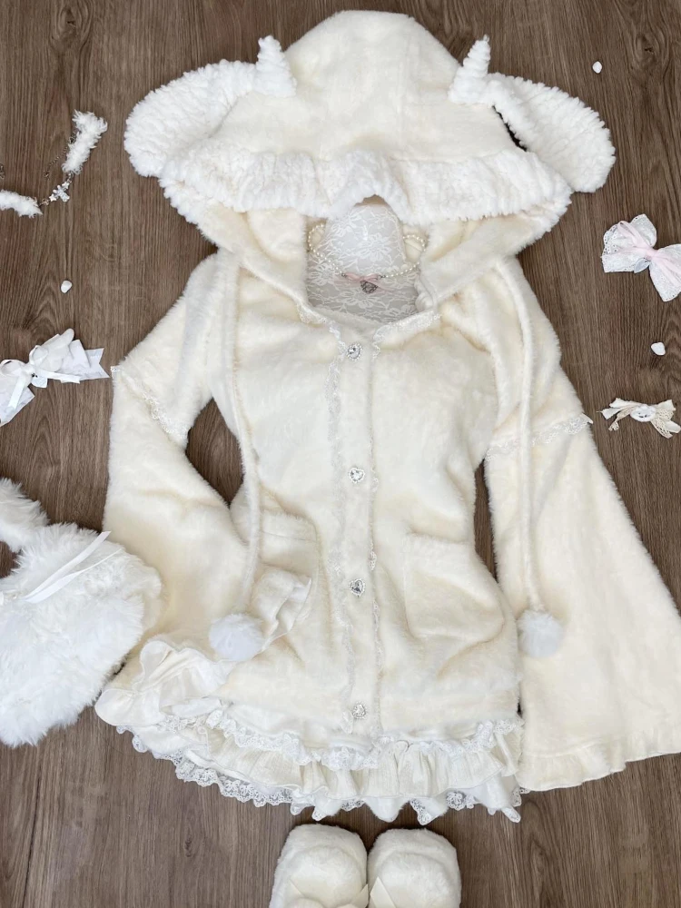 Новинка зимы 2024 куртка с капюшоном абрикосового цвета в корейском стиле +