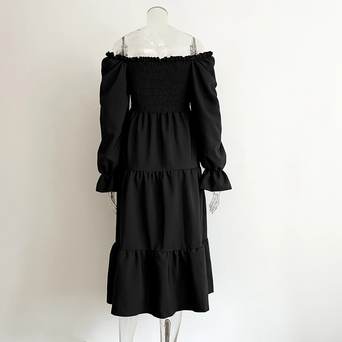 

2023 Summer Fashion Women's Ruffle Edge Square Neck Flare Sleeve Midskirt Dress Y2k