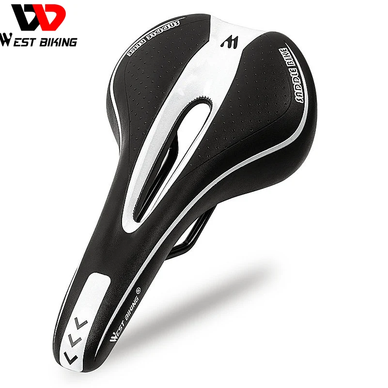 

WEST BIKING Comfortable Bicycle Saddle PU Leather Soft Road Mountain Cycling Seat Sponge Cushion Shockproof Bike Front Saddle
