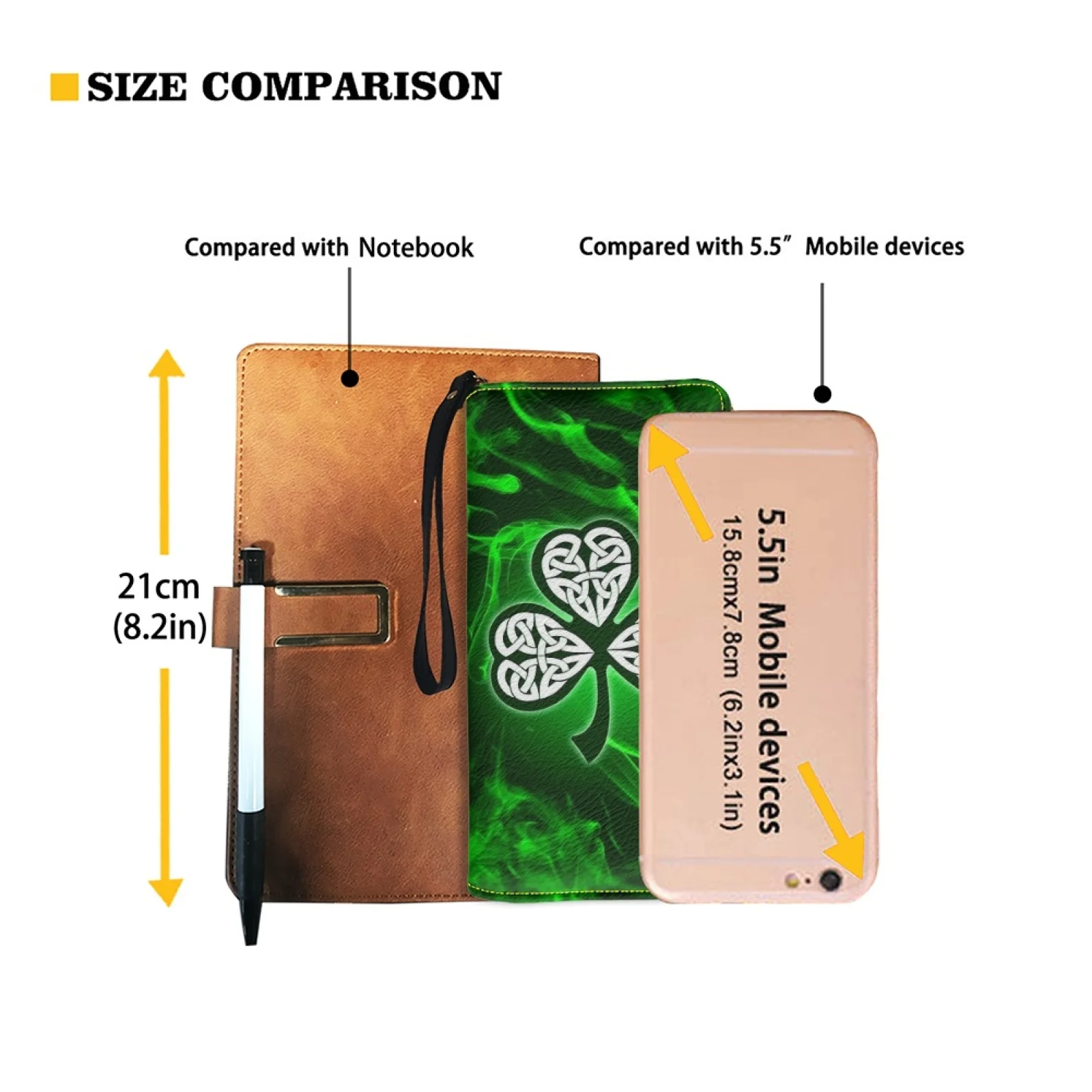 Belidome Irish Shamrock Wallet for Womens RFID Blocking PU Leather Zipper Around Wallets Clutch Wristlets Travel Long Purse