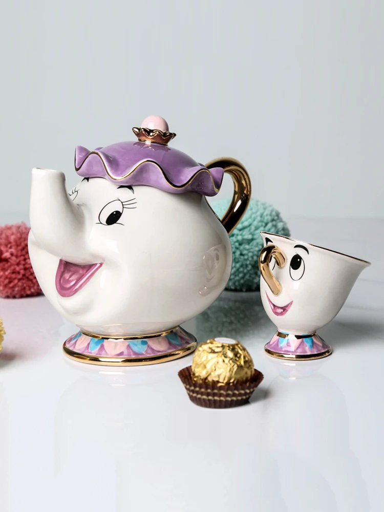 Мультяшный чайник Красавица и чудовище кружка чашка чайный сервиз кофейный