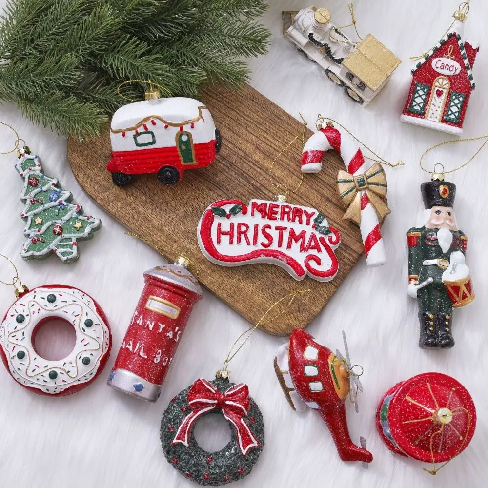 Plane Drop Ornaments Plastic Cane Drum Xmas Tree Decorations