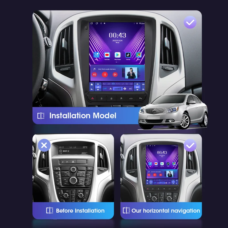 $114.98 Android Car Radio for Opel Astra Vauxhall Buick Verano 2009-2015 Tesla Style Multimedia Video 2Din Head Unit Carplay Stereo 9.7