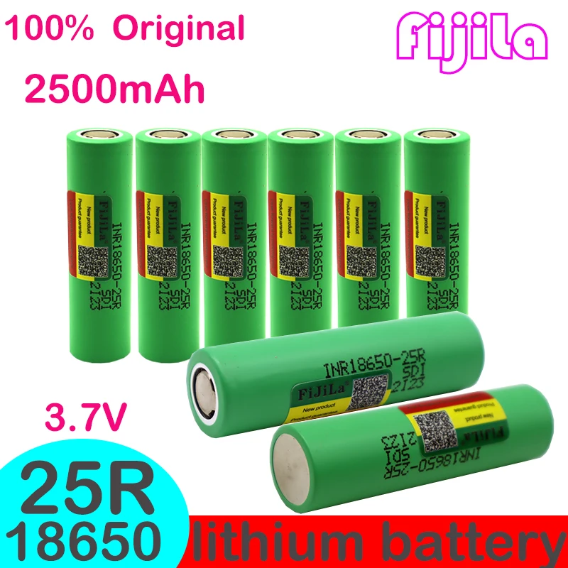 

100% Original INR18650 25R 1865 2500Mah 3,7 V 18650 Batterij Lithium-Oplaadbare Batterijen Hoge Stroom Ontlading 20A Power Cell