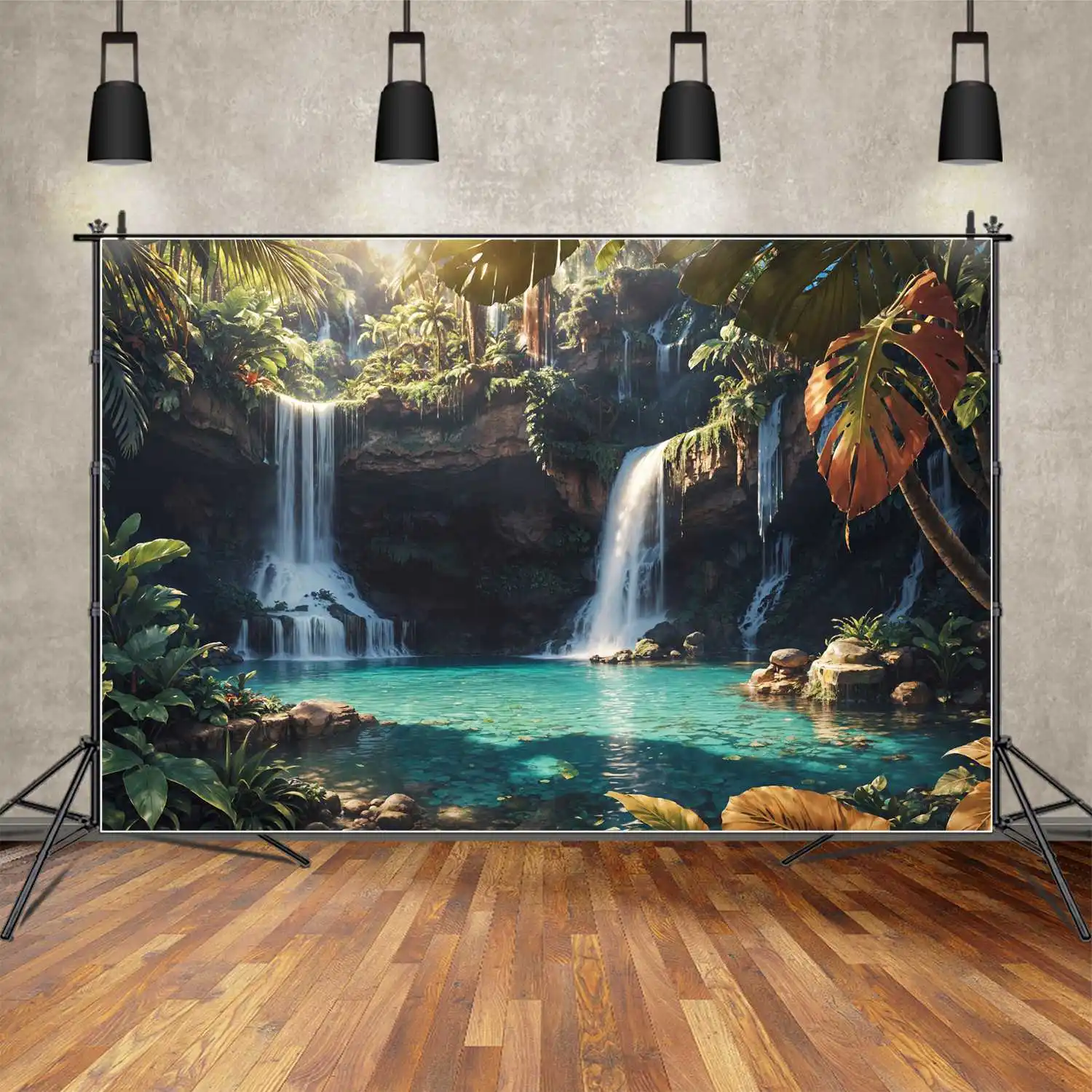 

Summer Mountains Waterfall Backdrops Photography Decor Tropical Customized Baby Photo Booth Photographic Backgrounds