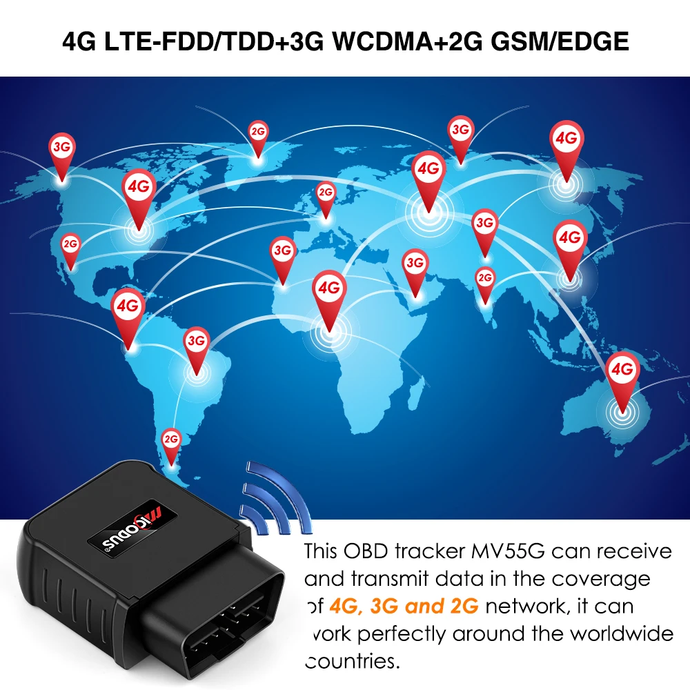 $59.99 2022 MiCODUS OBD GPS Tracker 4G MV55G 9-50V Engine ON/OFF Alarm GPS Car Tracker Tracking Device Plug Out Alarm LIFETIME Free APP