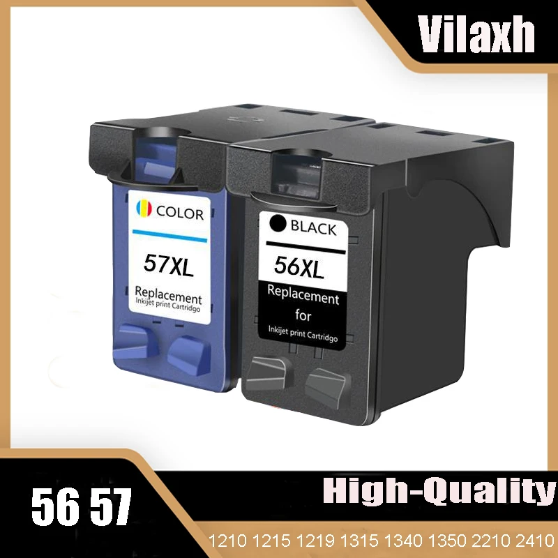 

Vilaxh 56 57 Compatible Ink cartridge Replacement for HP 56 57 for Deskjet 5150 450CI 5550 5650 PSC 1315 1350 2110 2410 printer