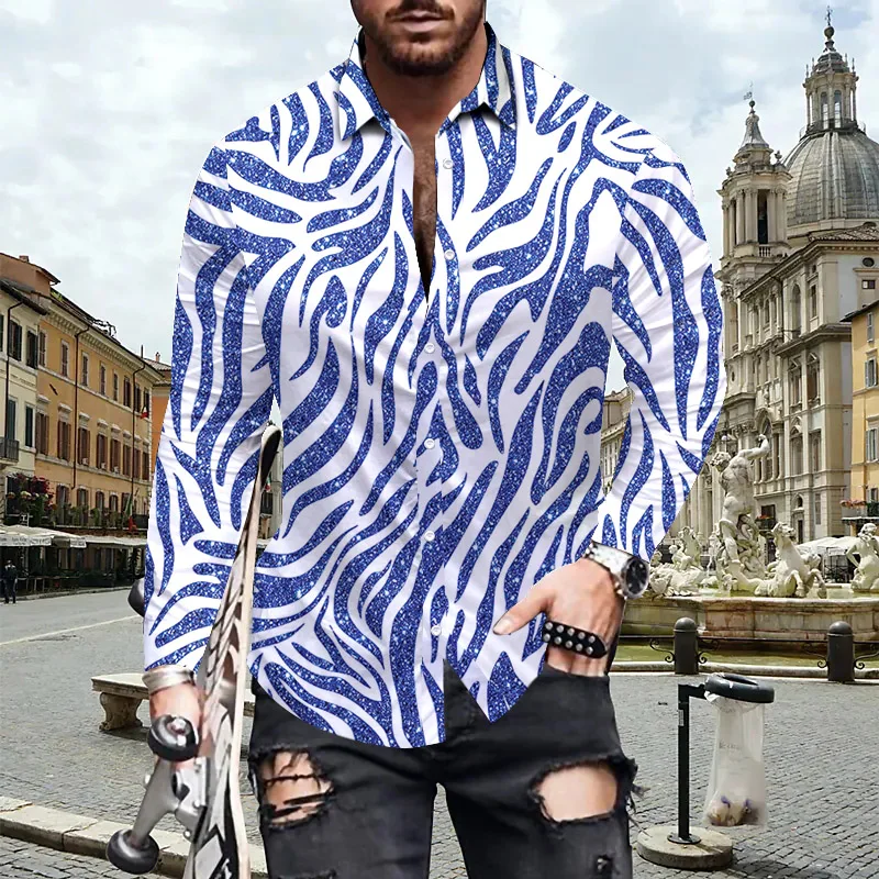 

Новинка 2022, Мужская классическая рубашка с длинным рукавом, роскошные топы на пуговицах, брендовые праздничные повседневные рубашки, уличн...