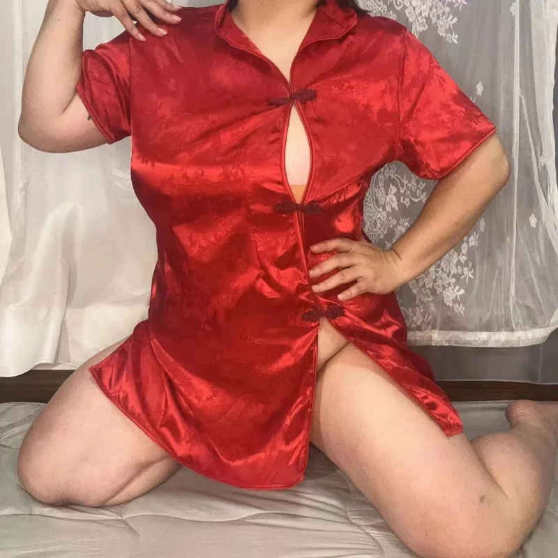 Женское жаккардовое платье-Ципао большого размера