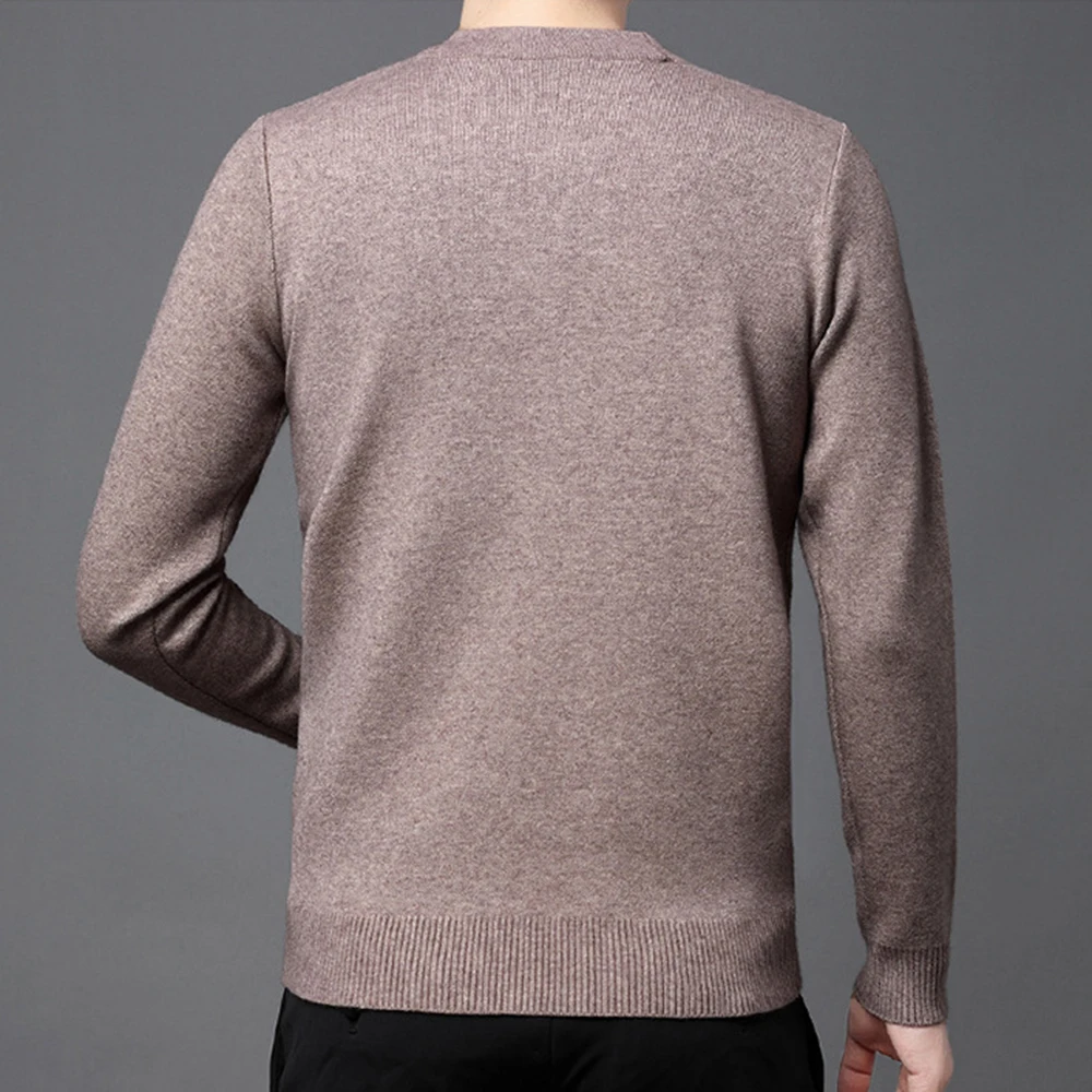 Covrlge Spring Winter Men's Crew Neck Sweater Casual New Jacquard Knit Pullover Sweater for Men Warm Long Sleeve Top Male MZM166