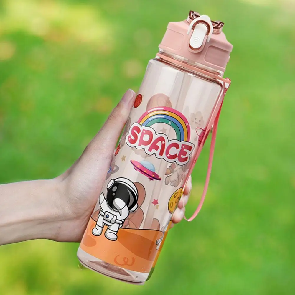 Детская соломенная чашка мультяшный астронавт для воды похлопывающая крышка