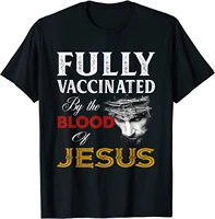 christian jesus lover fully vaccinated by the blood of jesus t shirt mens 100 cotton casual t shirts loose top size s 3xl