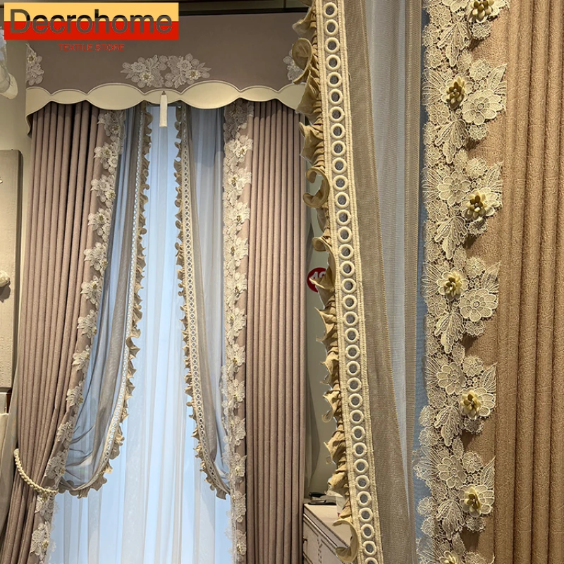 

Curtains for Living Dining Room Bedroom New Blackout French Modern Light Luxury American Taro Purple Princess Style