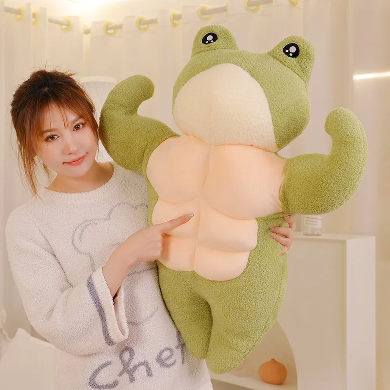 

35-80 см милые сильные мышцы, с изображением утки, лягушки плюшевые игрушки, кавайные мягкие подушки в виде животных для детей, подарки на день ...