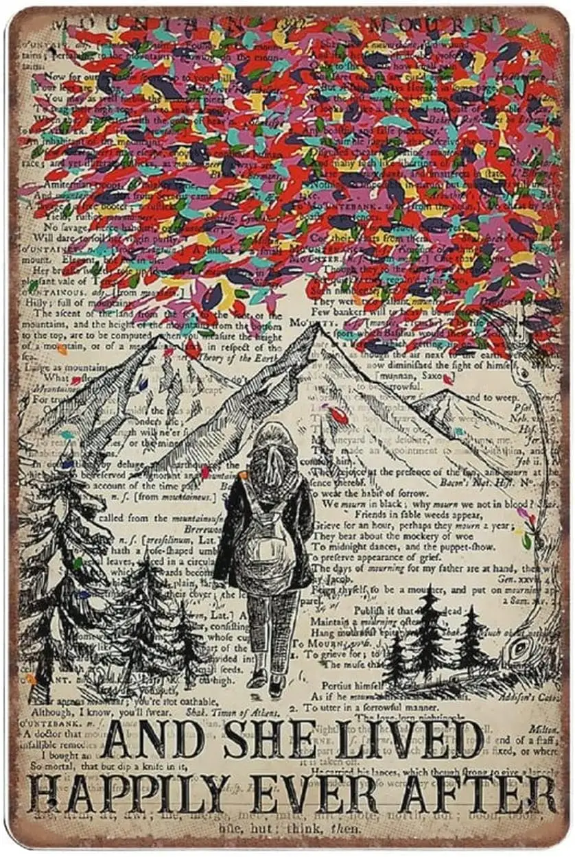 Металлический винтажный жестяной знак WZVZGZ милый походный и она жила счастливо