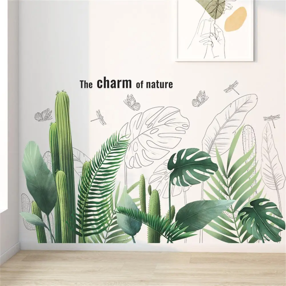 

[ NEW ARRIVALS ] 2 Sheets Tropical Plant Leaves Wall Stickers Wall Decal Mural For Bedroom Living Room Wall Decoration