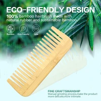 private custom logo natural bamboo wooden wide tooth comb for women and men eco friendly wood detangling hair combs