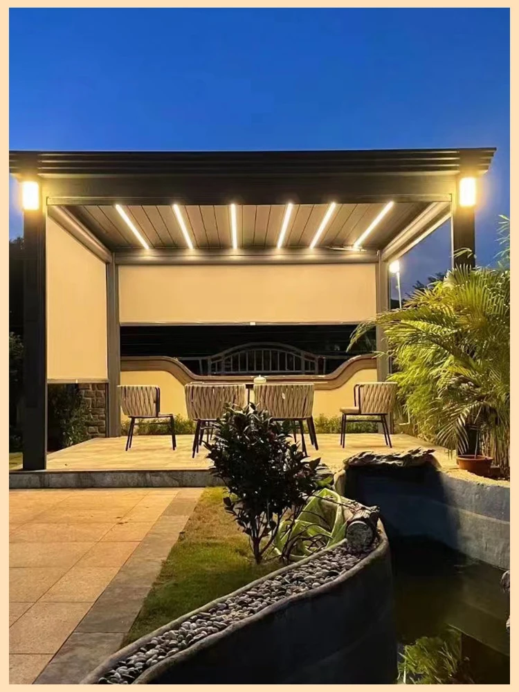 

3.8*3mOutdoor Waterproof adjustable Louvred Roof Bioclimatic Pergola Aluminium arches arbours Gazebo outdoor aluminum pergolas