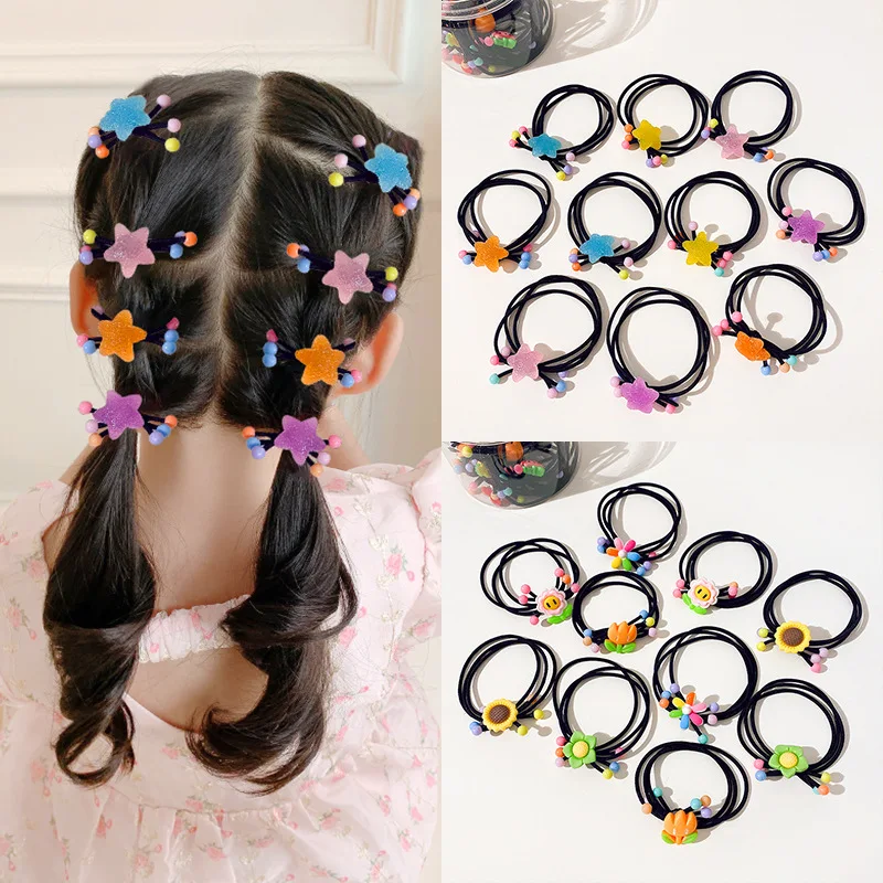 

Children's 10pcs head rope does not hurt the hair girl high elastic fruit headdress rubber band princess ponytail hair ring