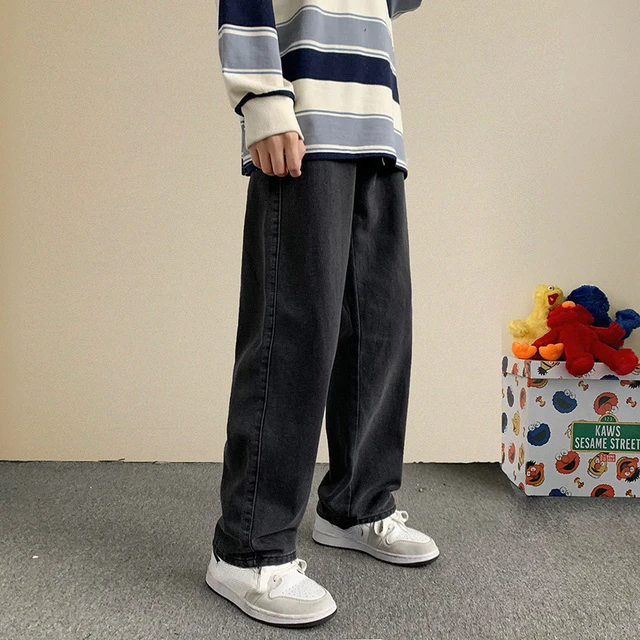 NEW Fashion Men Wide Leg Jeans 2021 Autumn New Streetwear Straight Baggy Denim Pants Male Brand Trousers