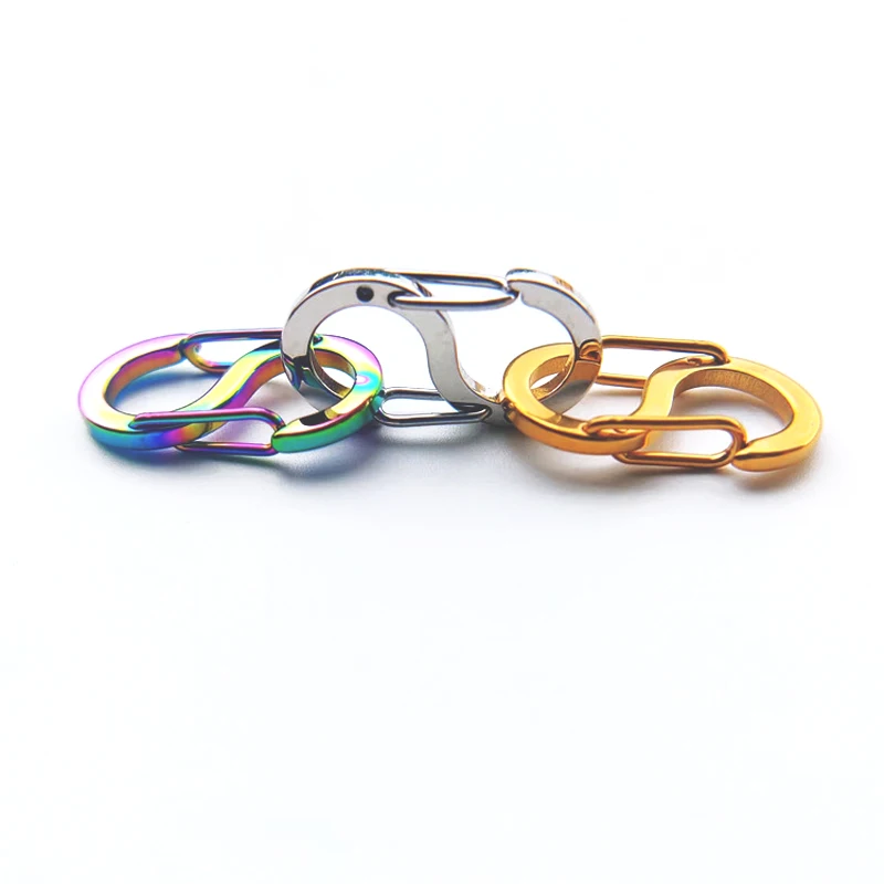 Titanium Alloy Mini-8-Character Quick-Hanging Buckle S-Shaped Spring Buckle Mini- Keychain DIY Keychain Accessories Simple Hitch