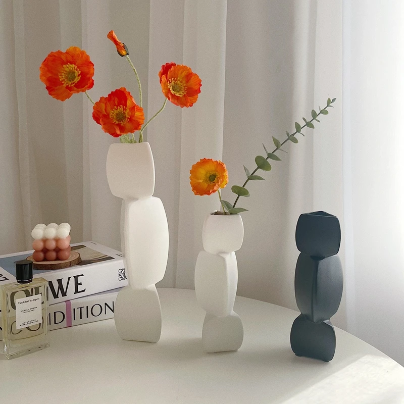 

Nordic Creative Flower Vase For LIving Room Office Dinning Room Decor Dried Flower Pot Ceramic Vase Ornaments Decoration Home