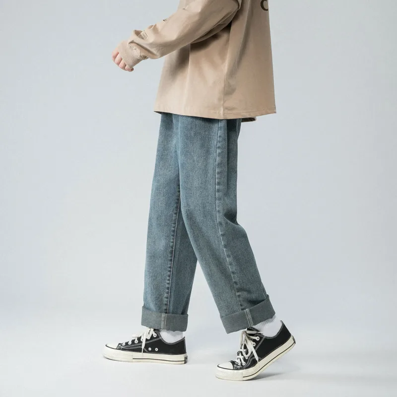 Blue Black Baggy Jeans Men Fashion Retro Casual Straight Jeans Men Streetwear Hip-hop Loose Denim Pants Mens Trousers S-2XL