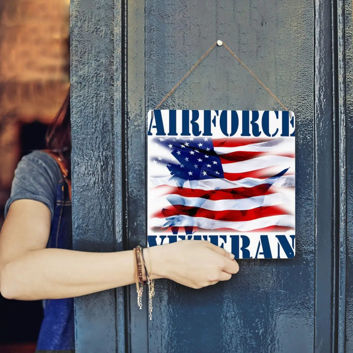 

Металлический жестяной знак для украшения Airforce Veteran, 30x30 см, предварительно просверленные отверстия для создания атмосферы в гараже