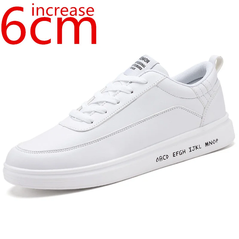 

Men's Elevator Shoes Increase 6cm Sneakers Men White Sports Shoes Leisure Inner Height Increasing Shoes Hidden Heels Shoes Male