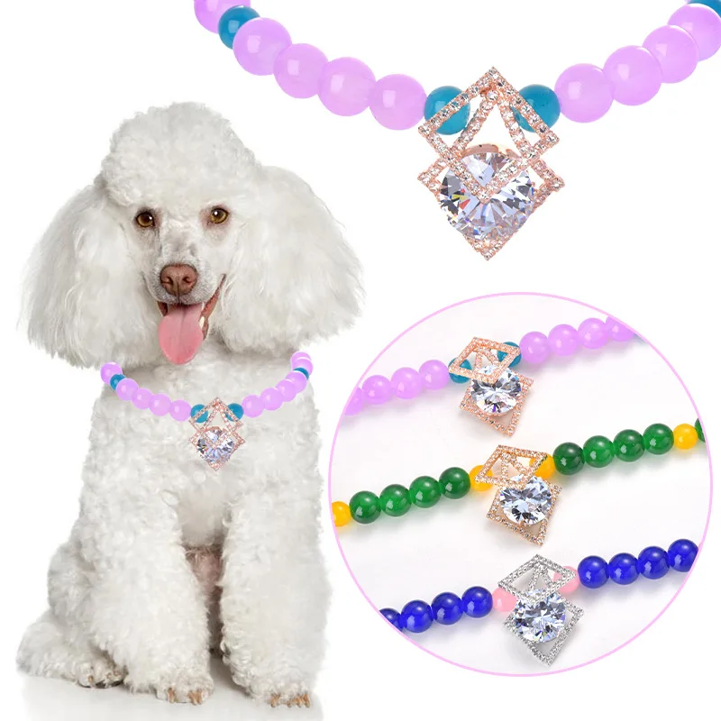 

Luxury Bling Crystal Rhinestone Dog Cat Necklace Collar Adjustable Cat Shiny Necklace Jewelry for Pet Wedding Clothes Accessorie