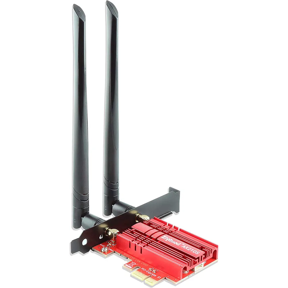

WiFi 6E AX210 PCIE WiFi Card Expands Wi-Fi into 6GHz Bluetooth5.2 5400Mbps OFDMA,MU-MIMO,Heat Sink Support Windows 6GHz/5GHz