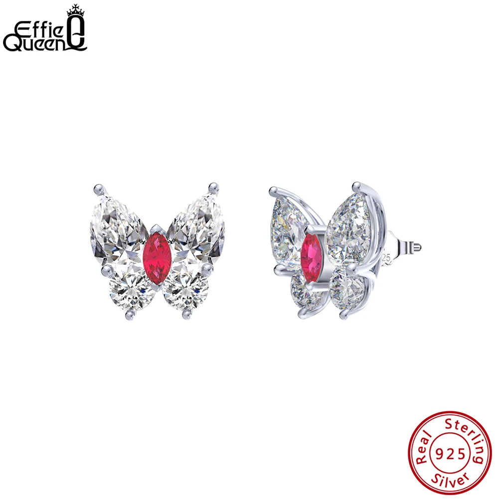 

Effie Queen Fashion 925 Sterling Silver Butterfly 8A Premium Zircon Earrings for Women Earrings Anniversary Jewelry Gifts LZE10