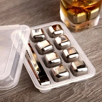stainless steel ice cubes reusable chilling stones with tongs food grade quick frozen chilling stone cooler for whiskey wine