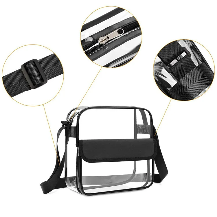PVC Clear Crossbody Bag for Women & Men Sling Bag Shoulder Crossbody Storage Bag Travel Beach Bag Large Capacity Sports Bag