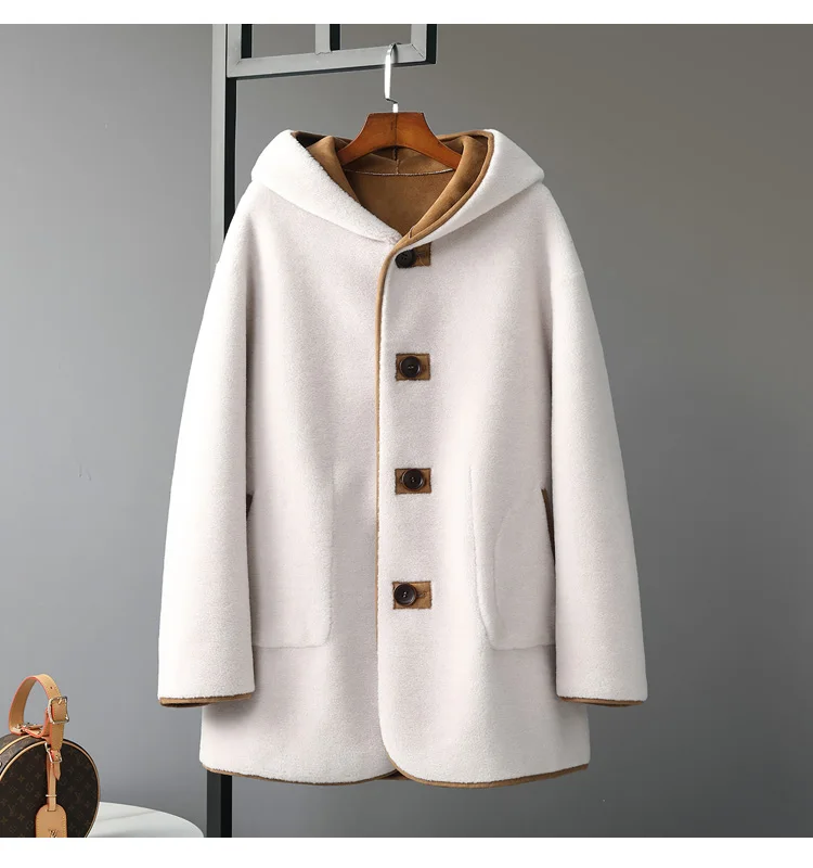 Winter Thicken Warm Lamb Fur Jacket Hoody Women Casual Fashion Wool Overcoat Double Face Reversible Loose Outerwear Female