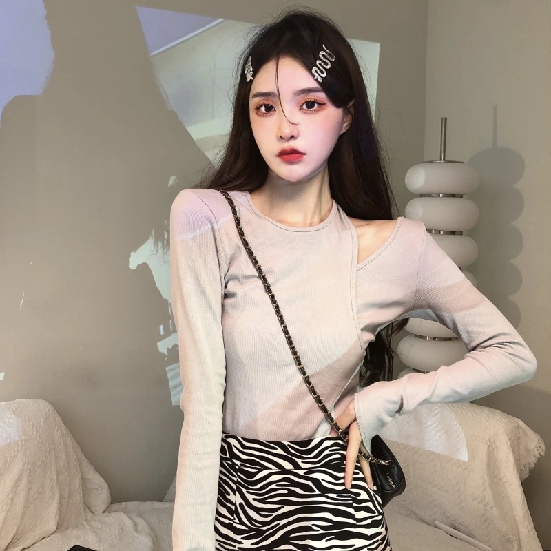 

2023 Spring Autumn T Shirt Women Sexy Hollow Long Sleeve Slim T-shirts Korean Fashion Women Clothes Casual Top Tee Shirt Femme