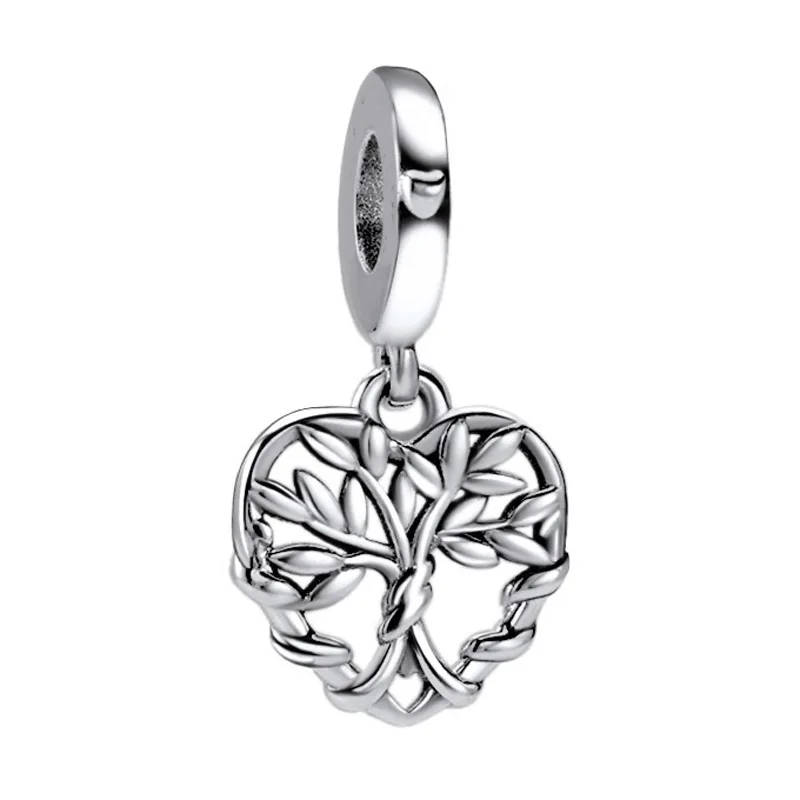 

High Quality S925 Silver Women Bracelet Bead Family Tree Forever Heart Dangle Charm DIY Jewelry Lady Girl Birthday Gift