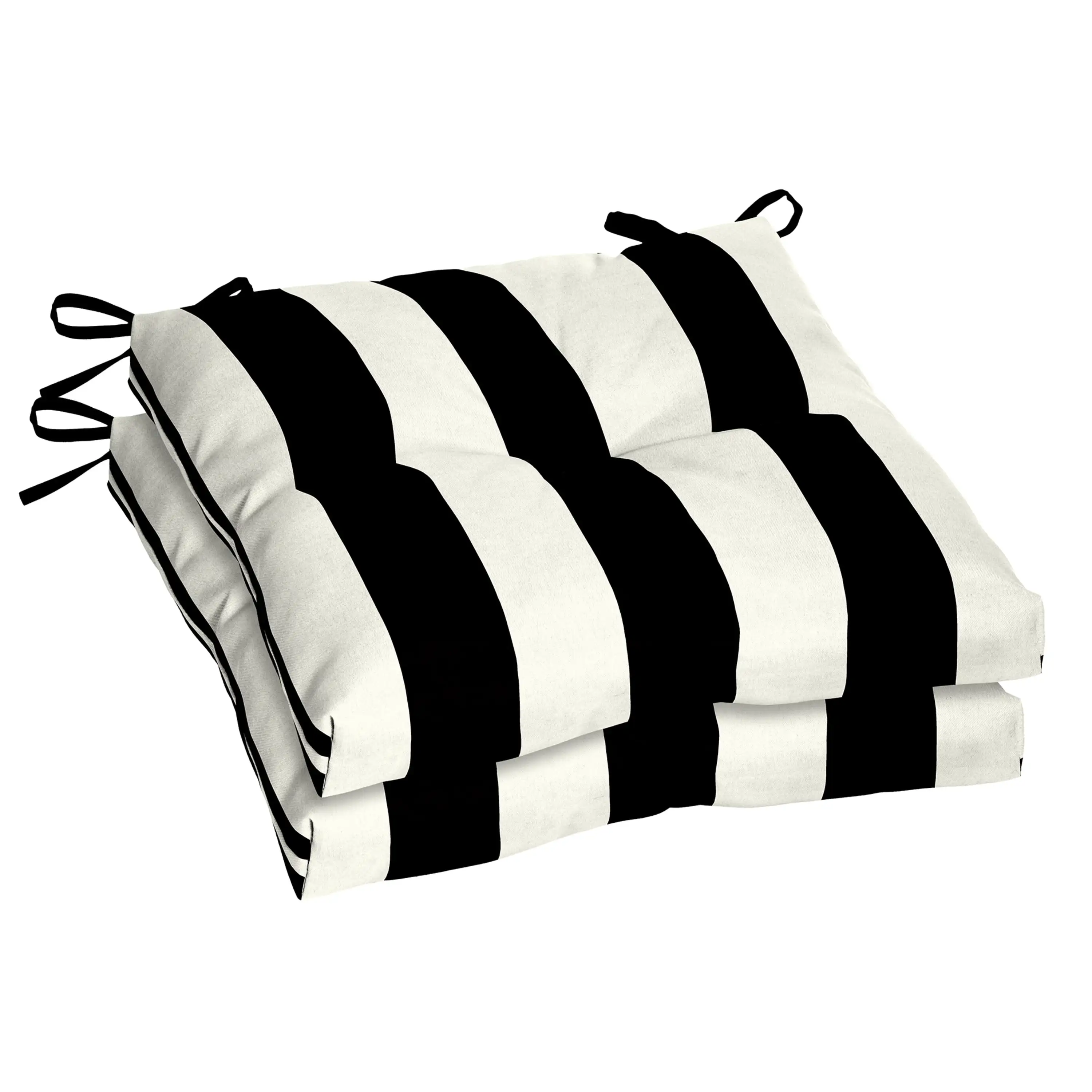

18" x 19" Black Stripe Rectangle Outdoor Seat Cushion (2 Pack)
