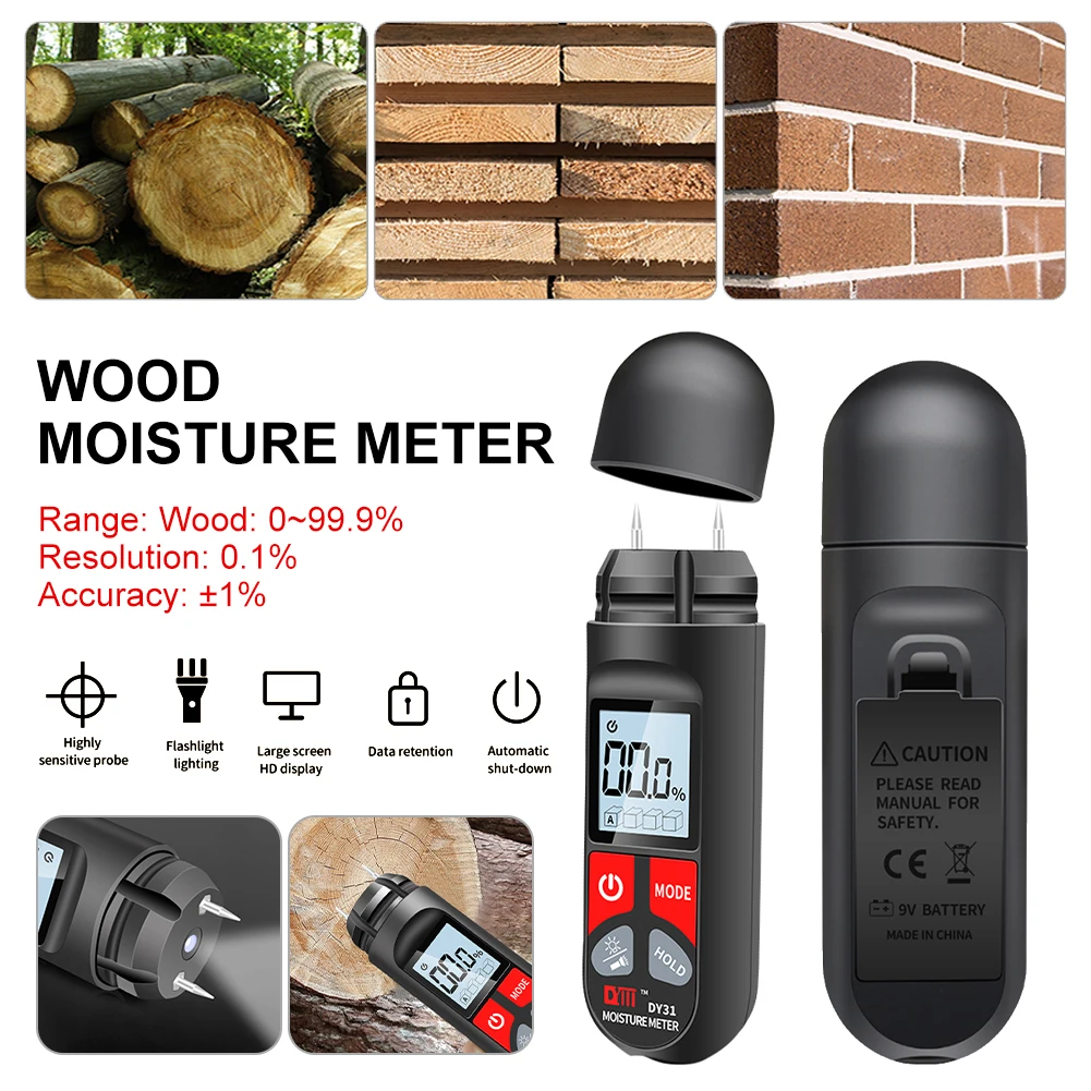 

Portable Digital Wood Moisture Meter Paper Humidity Tester With LCD Display Wall Hygrometer Timber Damp Detector 0-99.9%