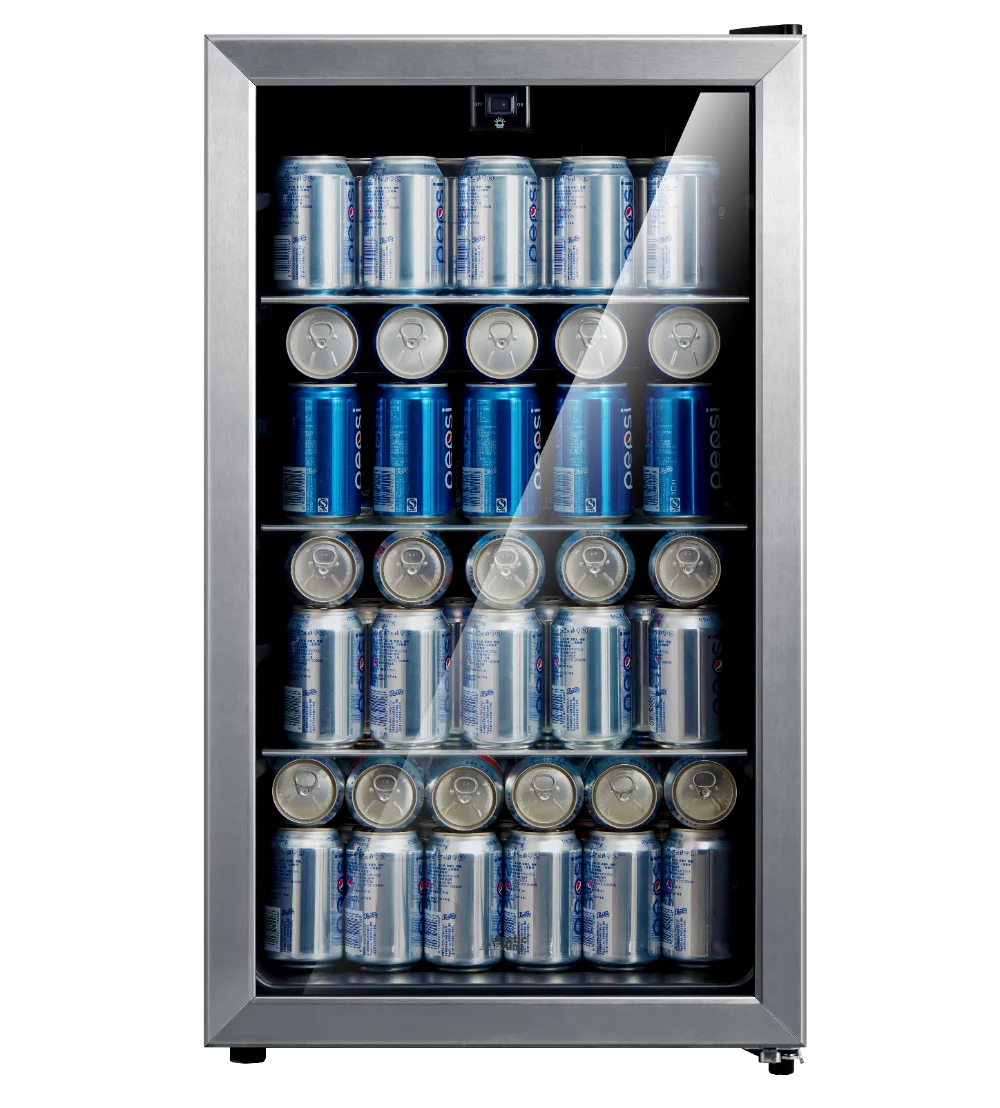 115 Can Beverage Fridge, Stainless Steel Look Frame Little Fridge