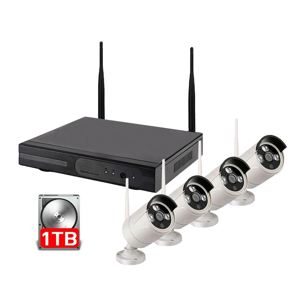 

4ch Wireless Night Vision Security Surveillance Camera Set System Wifi IP Camera With NVR Kit 1080p