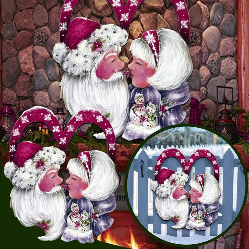 

Рождественский праздничный венок с Санта-Клаусом, настенные венки, праздничный Праздничный Рождественский домашний декор