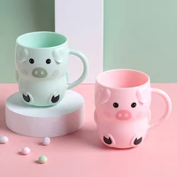 260ml cartoon cute piggy anti slip drink water mug cup wash cup drinkware for baby kids children student creative gift wholesale