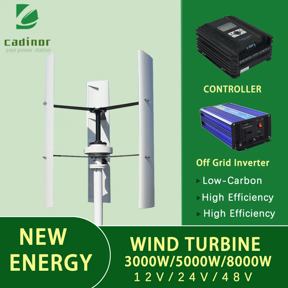 

CE Certified Noiseless 8000W Vertical Wind Turbine Permanent Magnet Generator 3-phase 12V 24V 48V Off Grid System For Small Fac