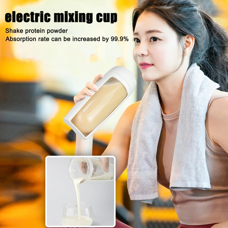 

600ml Electric Automatic Shaker Bottle with Scale Rechargeable Portable Protein Powder Mixing Cup Blender Leakproof for Milkshak
