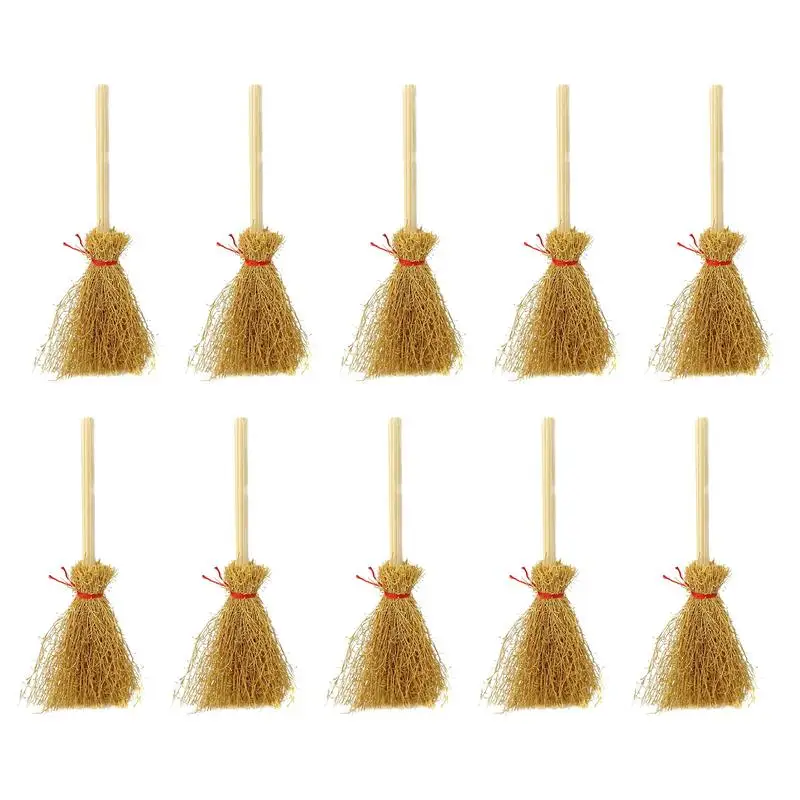 

10Pcs Halloween Mini Witch Brooms DIY Hanging Ornaments For Halloween Party Decoration Costume Props Dollhouse Accessories