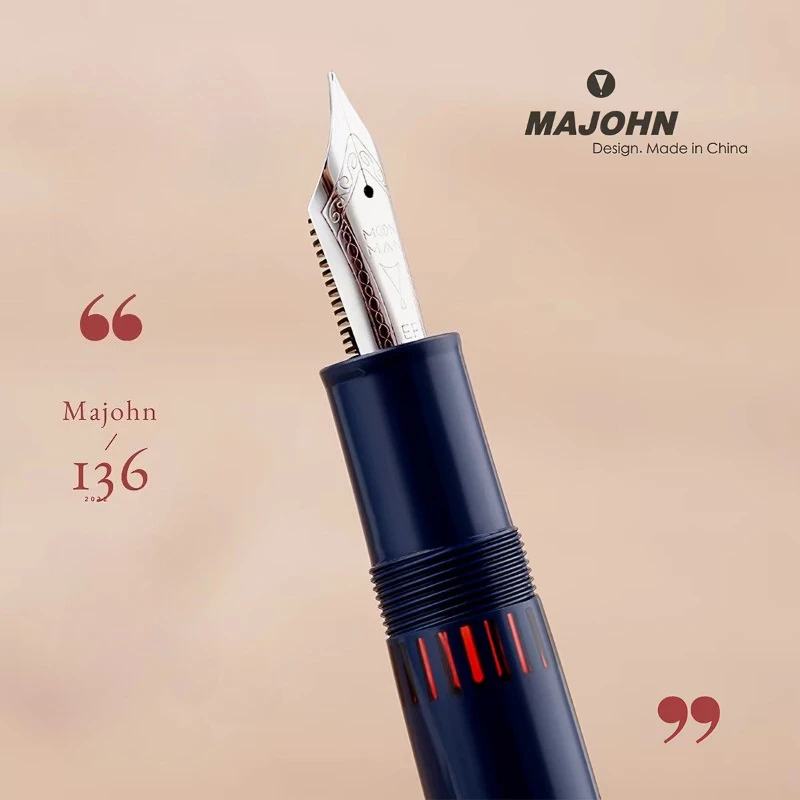 MAJOHN P136 Ручка из смолы с медным поршнем для впитывания чернил, с прозрачным окном для контроля уровня чернил, подарочная ручка для практики письма. (art.: 3920dcfc750d5) - 3920dcfc750d5