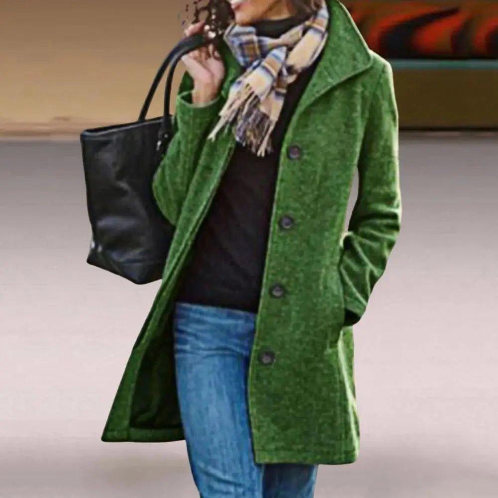 

Женское зимнее пальто, элегантный кардиган, однобортная теплая Толстая Дамская верхняя одежда средней длины с воротником-планкой и длинным...